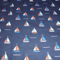 Segelschiffe auf Blauen Grund, Stoff Reststück. 80 cm x 140 cm Bild 1