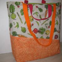 Stofftasche Gemüse aus Baumwolle mit vier Henkeln für Einkauf und Freizeit Bild 1