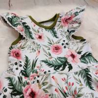 Sommer-Kleid oder Tunika, Gartenrosen grün, Gr. 80-146 Bild 3