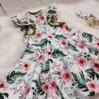 Sommer-Kleid oder Tunika, Gartenrosen grün, Gr. 80-146 Bild 6