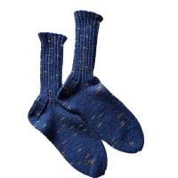 blau gemusterte handgestrickte Wollsocken, 39/40 unisex, Yogasocken, Bild 1