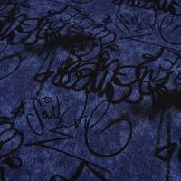 Stoff Baumwolle French Terry Sweatshirtstoff Graffiti jeans blau schwarz Kleiderstoff Kinderstoff Bild 2