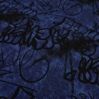 Stoff Baumwolle French Terry Sweatshirtstoff Graffiti jeans blau schwarz Kleiderstoff Kinderstoff Bild 3