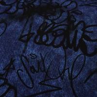 Stoff Baumwolle French Terry Sweatshirtstoff Graffiti jeans blau schwarz Kleiderstoff Kinderstoff Bild 4