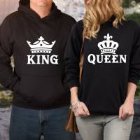 Partner Hoodie - Sweater mit Kängurutasche & einzigartigen Prints ,,King & Queen'', Kapuzenpullover für Sie und Bild 1