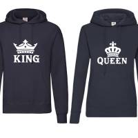 Partner Hoodie - Sweater mit Kängurutasche & einzigartigen Prints ,,King & Queen'', Kapuzenpullover für Sie und Bild 3