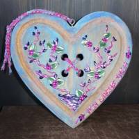 Geschenk zum Valentinstag ICH LIEBE DICH abstrakt gestaltetes Herz aus Holz mit Acrylfarbe im Shabby-Stil bemalt Bild 1