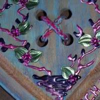 Geschenk zum Valentinstag ICH LIEBE DICH abstrakt gestaltetes Herz aus Holz mit Acrylfarbe im Shabby-Stil bemalt Bild 3