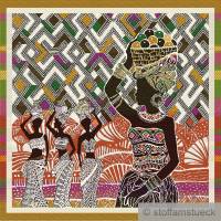 Stoff Kissen Panel Polyester Baumwolle Gobelin terracotta Afrikanerin Turban 50 cm x 50 cm Bild 1
