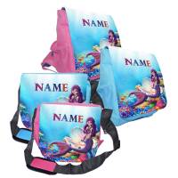 Kindergarten Rucksack oder Tasche Motiv Meerjungfrau mit Name Personalisierbar / Blau / Rosa Bild 1