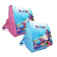 Kindergarten Rucksack oder Tasche Motiv Meerjungfrau mit Name Personalisierbar / Blau / Rosa Bild 2