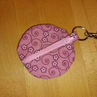 Mini-Bag rund, Mini Geldbeutel - Rosa Blumenranken Bild 1