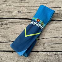 wunderschöne Stifterolle - Rollmäppchen in Blau Türkis grün Zacken-Design  *passend zum Ranzen* Bild 1