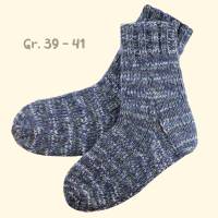Handgestrickte Wollsocken extra dick warm Damensocken Blau-meliert Gr. 39-41 Bild 2