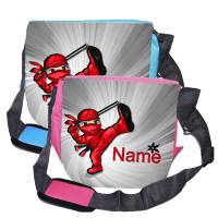 Kindergarten Rucksack oder Tasche Motiv Ninja mit Name / Personalisierbar / Blau / Rosa Bild 4