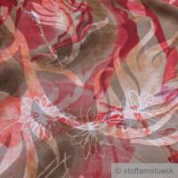 Stoff Polyester Chiffon khaki terracotta Blatt transparent leicht Blätter Bild 3