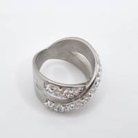 Edelstahl Ring Kristalle Weiß Crystal Silver  mit Swarovski Kristallen (SCR51) Bild 3