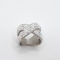 Edelstahl Ring Kristalle Weiß Crystal Silver  mit Swarovski Kristallen (SCR51) Bild 4
