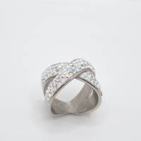 Edelstahl Ring Kristalle Weiß Crystal Silver  mit Swarovski Kristallen (SCR51) Bild 5