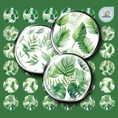 Cabochon Vorlagen -  Grüne Pflanzen - 10 mm, 12 mm, 14 mm und 25 mm