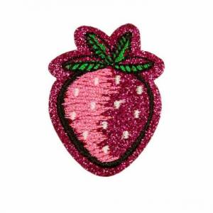 Erdbeer Bügel-Applikation  pink glitter Bild 1