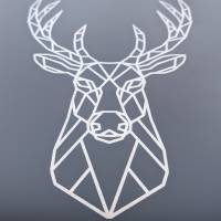 Hirschkopf Gravur auf Metallplatte – Geometrische Dekoration und Einweihungsgeschenk - Edle Wandkunst für dein Zuhause Bild 2