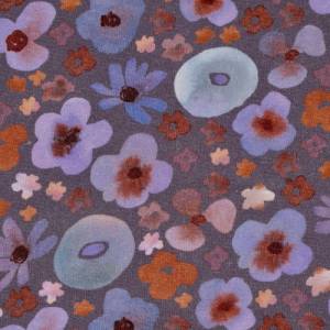 Stoffpaket Sweat Aquarellblumen Lila mit Bündchen Altrosa Bild 2