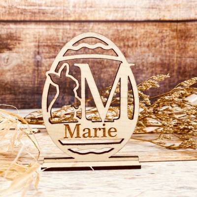 Osterdeko personalisiert aus Holz | Tischdekoration mit graviertem Namen | individuelles Osterei | Osterei für den Tisch