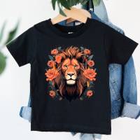 Bügelbild Löwenkopf  Blumen Rottöne verschiedene Größen Bild 1
