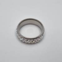 Edelstahl Ring Kristalle Weiß Crystal Silver Ring - mit Swarovski Kristallen - (SCR49) Bild 2