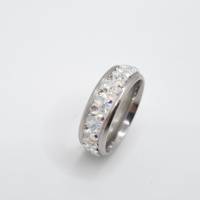 Edelstahl Ring Kristalle Weiß Crystal Silver Ring - mit Swarovski Kristallen - (SCR49) Bild 3