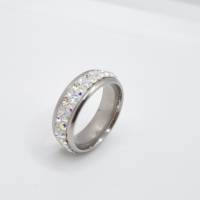 Edelstahl Ring Kristalle Weiß Crystal Silver Ring - mit Swarovski Kristallen - (SCR49) Bild 4