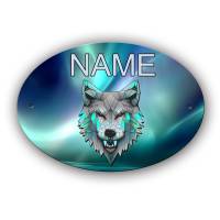 Türschild Motiv Wolf mit Name / Personalisierbar Bild 1
