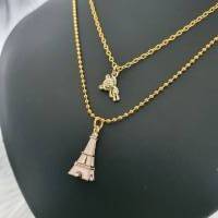 Halsketten Set mit Eiffelturm & Teddybär/ Goldfarbene 2 tgl. Ketten/ Stilmix Ketten/ Mehrfachkette/ Limitierte Auflage Bild 3