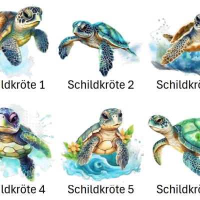 Bügelbilder Bügelmotiv Schildkröte Meer Ozean Turtle Junge Mädchen Höhe 15cm