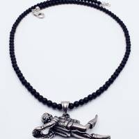 Halskette mit Taucher Anhänger aus Oxyn Perlen in schwarz UNIKAT Schmuckstück Schmuck Geschenkidee Bild 1
