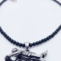 Halskette mit Taucher Anhänger aus Oxyn Perlen in schwarz UNIKAT Schmuckstück Schmuck Geschenkidee Bild 4