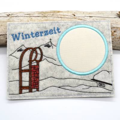 Stickdatei Mugrug Untersetzer Schlitten Schlittenfahrt Winter ab 13x18cm