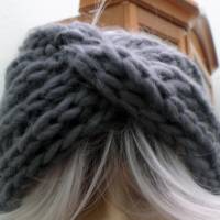 Stirnband für Frauen und Mädchen - handgestrickt, Knotenstirnband, Twister, extrabreit - "Der Winter kann kommen" Bild 7