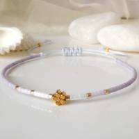 Zartes Armband aus Miyuki Perlen und kleiner Metallperle Blume, kleine Geschenke Frauen, Geburtstagsgeschenk Freundin Bild 2