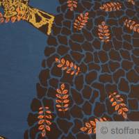0,56 m Panel Stoff Baumwolle Elastan Single Jersey angeraut blau Giraffe ocker Bild 4
