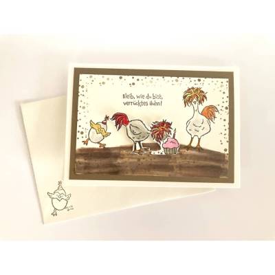 Geburtstagskarte Karte Glückwunschkarte Eiern, Hühnern Stampin'up Handgefertigt