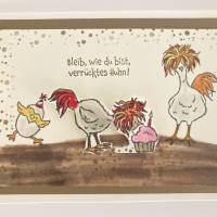 Geburtstagskarte Karte Glückwunschkarte Eiern, Hühnern Stampin'up Handgefertigt Bild 2