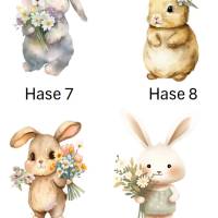 Bügelbilder Bügelmotiv Hase Osterhase Ostern Bunny Blumen Junge Mädchen Höhe 10cm Bild 2