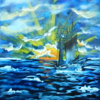 Segelschiff - Originalgemälde in Öl auf Leinwand Keilrahmen, 50 x 70 cm Bild 1