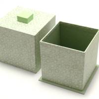 Schachtel quadratisch grün mit feinem Blumenmuster Bild 2