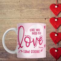 Kaffeetasse mit Aufdruck Love, Kaffeebecher als Valentinstag Geschenk, Kaffeetasse weiß Geschenk für die Freundin Bild 1