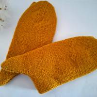 Herren Socken Größe 42/43 handgestrickt Farbe curryfarben (senffarben) Bild 3