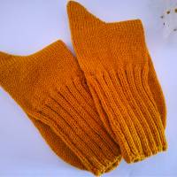 Herren Socken Größe 42/43 handgestrickt Farbe curryfarben (senffarben) Bild 4