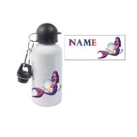 Aluminium Trinkflasche Meerjungfrau mit Name / Personalisierbar / 500ml Bild 1